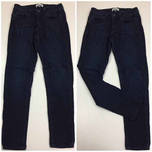 PAIGE Medium/Dark Wash 5 Pocket Logo Hardware VERDUGO Skinny Ankle Jeans - Picture 1 of 13